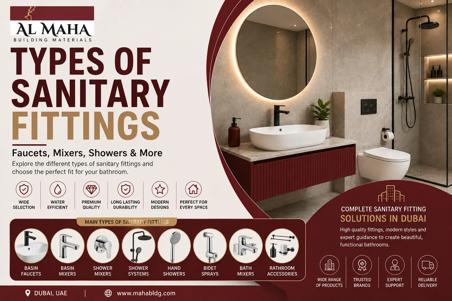 Types of Sanitary Fittings: Faucets, Mixers, Showers & More